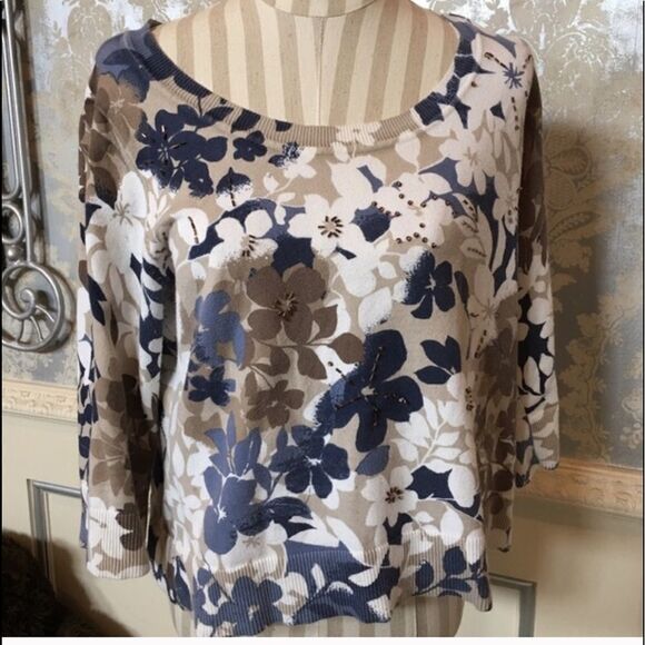 BEAUTIFUL FLORAL 3/4 Length Sweater - Picture 1 of 8